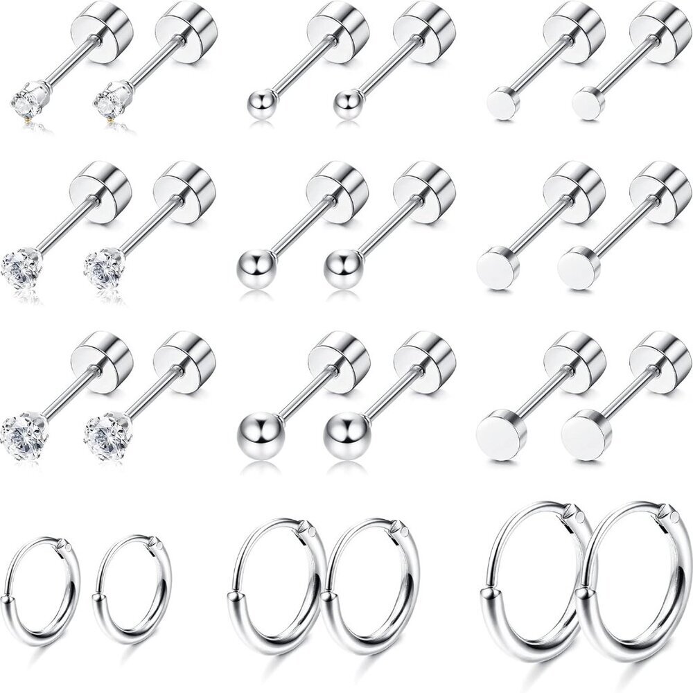 Small Tiny Stud Flat Back Earring Hypoallergenic Gold Studs 14K Surgical Steel E
